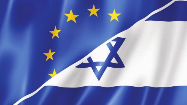 Drapeaux europÃ©en et israÃ©lien