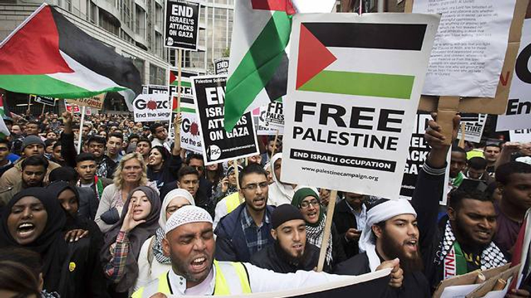protest after Israeli strikes on Gaza