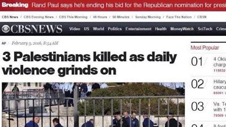 CBS News headline for Jerusalem attack