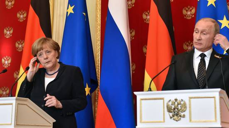 Angela Merkel et Vladimir Poutine à Moscou en mai 2015