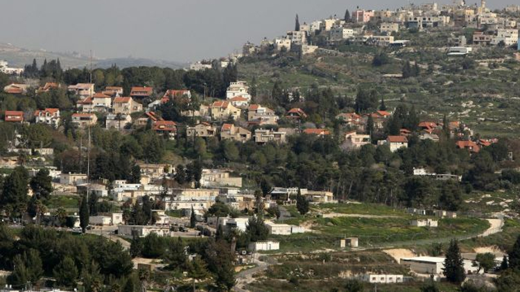 A partial view of the Israeli settlement of Kedumim and the Palestinian village of Jeit, in the West Bank, February 9, 2015.