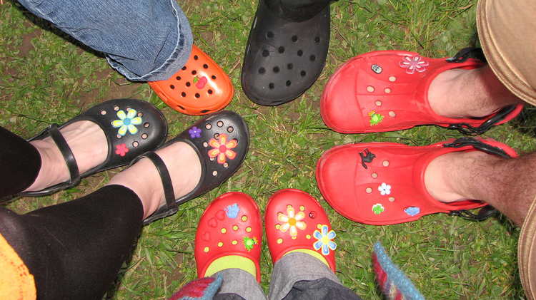 Colorful but a possible health risk. Many plastic clogs contain cancerous materials