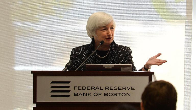 Federal Reserve Chairman Janet Yellen speaks at the Federal Reserve Bank of Boston October 17, 2014 in Boston, Massachusetts