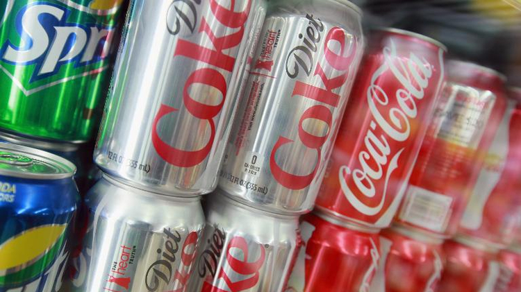 Cans of Sprite, Diet Coke and Coca-Cola are pictured at a grocery store in Chicago, Illinois, on April 17, 2012