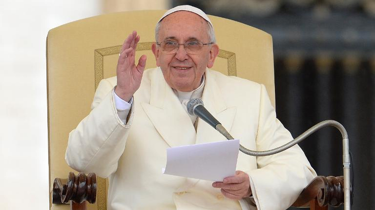 Pope Francis blesses the crowd during his general audience at St Peter's square on January 22, 2014 at the Vatican