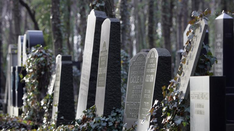 Tombstones at Berlin's Jewish cemetery in Weissensee, on December 7, 2006