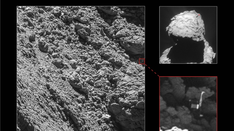 Le robot européen Philae, dont on avait perdu la trace sur la comète Tchouri après son atterrissage mouvementé en novembre 2014, a été localisé par une caméra de la sonde Rosetta