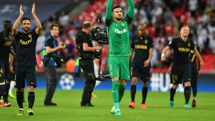 Les joueurs de Monaco fêtent leur victoire sur Tottenham à Wembley, le 14 septembre 2016