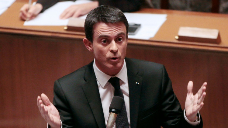 Prime Minister Manuel Valls during the debate on the deprivation of nationality in the National Assembly, February 9, 2016 in Paris