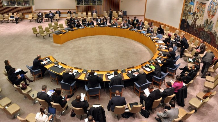 The United Nations Security Council meets on November 27, 2012 at UN headquarters in New York