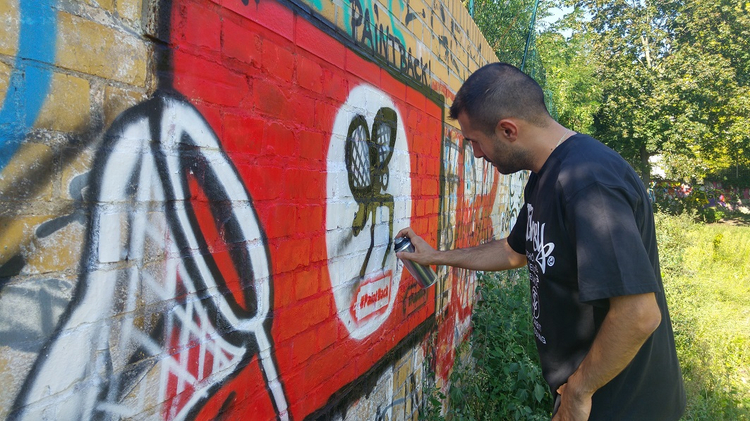 Ibo Omri with the first 'beautified' swastika