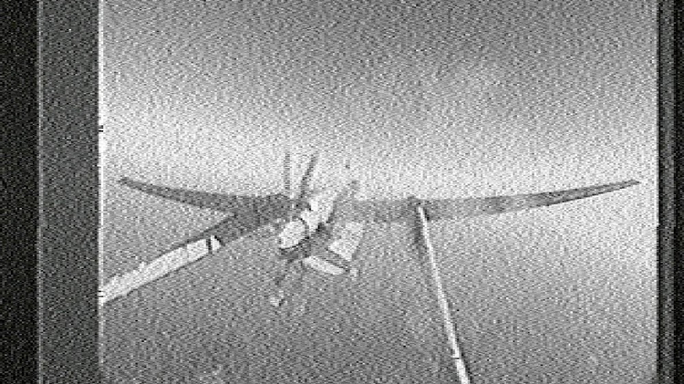 Picture of Israeli drone, Heron TP, in a recording captured on June 9, 2010.