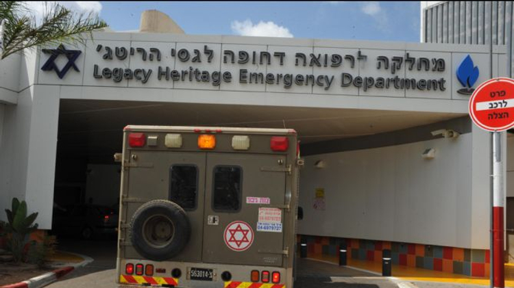 A military ambulance brings Syrian patients to a hospital in the Israeli beachside town of Nahariya.