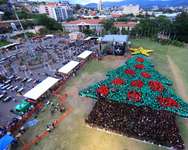 The largest human Christmas tree, which has set a new Guinness World Record, at the Plaza La Democracia, in Tegucigalpa, Honduras on Dcember 1, 2014 ( Presidencia/AFP )