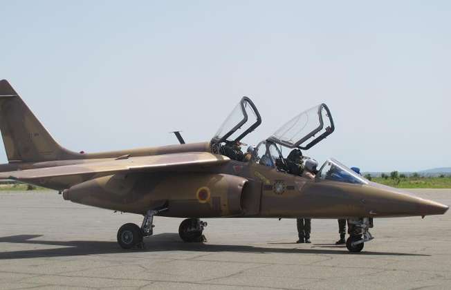 A Cameroon Air Force Alpha Jet pictured in Garoua, northern Cameroon, on June 18, 2014 following a surveillance flight over the northern border during military action against Nigerian Islamist group Boko Haram (Reinnier Kaze (AFP/File))