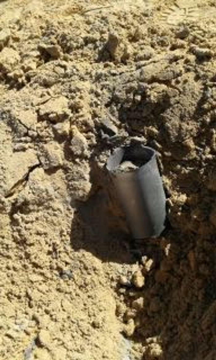 Remnants of a rocket fired from Sinai into Israel on February 20, 2017 Police spokesperson