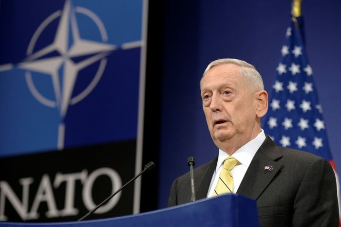 US Secretary of Defence James Mattis, pictured in Brussels on February 16, 2017, said the NATO transatlantic military alliance would "defend ourselves if Russia chooses to act contrary to international law" THIERRY CHARLIER (AFP)