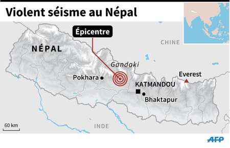 Carte localisant le tremblement de terre au Népal ( AFP )