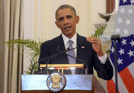 US President Barack Obama addresses the media in New Delhi, India, on January 25, 2015 - Prakash Singh (AFP) Prakash Singh (AFP)