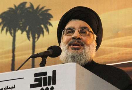 Le chef du Hezbollah, Hassan Nasrallah, s'exprime devant ses partisans dans la banlieue sud de Beyrouth, le 3 novembre 2014 - - (AFP) - (AFP)