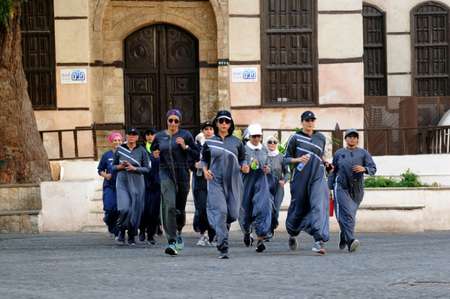 Sports abaya trends are gaining momentum amid Saudi Arabia's liberalisation drive, including a historic royal decree allowing women to drive from June and enter sports stadiums for the first time ( Amer HILABI (AFP) )