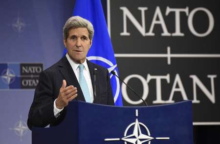 US Secretary of State John Kerry gives a joint press conference during a Foreign Affairs ministers meeting at the NATO headquarters in Brussels on December 2, 2014 - John Thys (AFP) John Thys (AFP)