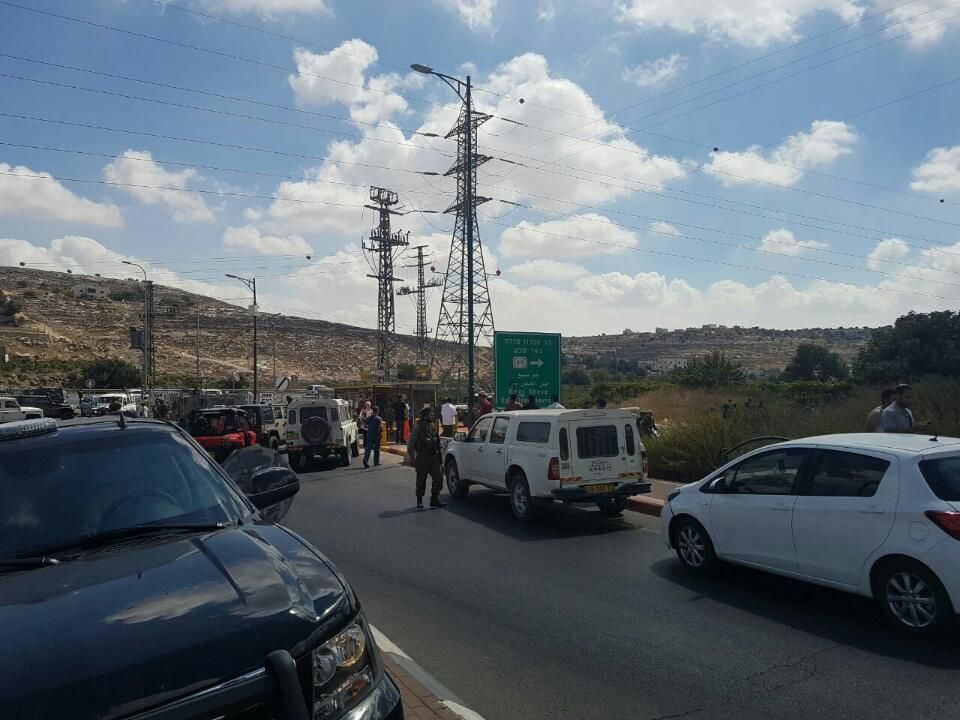 Scene of an attempted stabbing attack near the Jewish settlement of Kiryat Arba in the West Bank