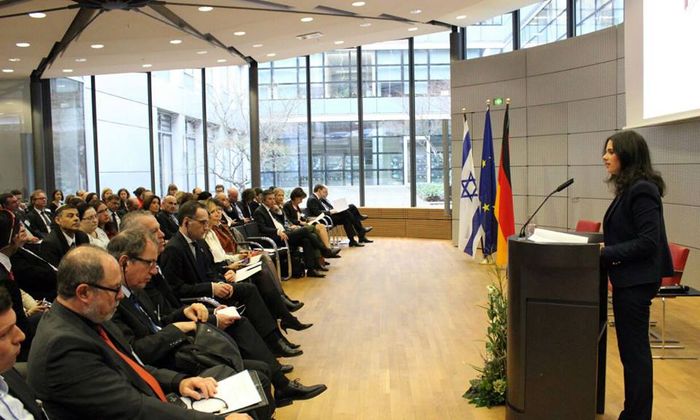 Israel's Justice Minister Ayelet Shaked speaks at the “Democracy and the Rule of Law” conference in Berlin on December 7, 2015