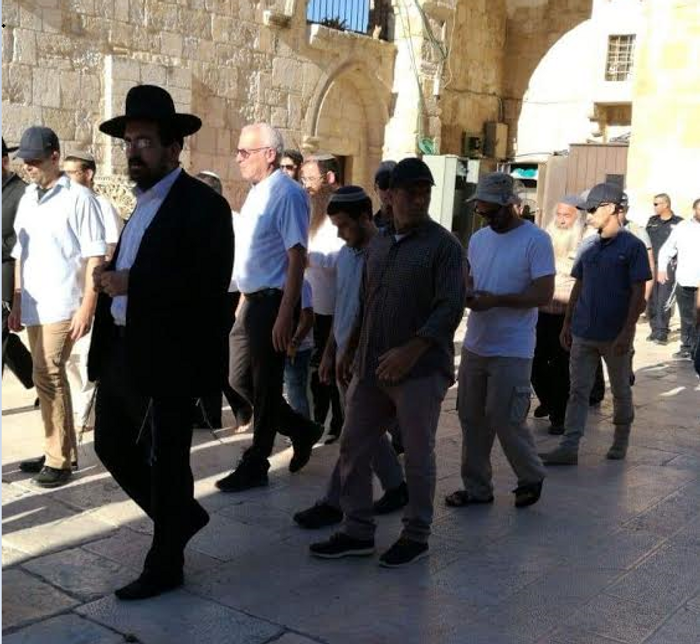 Israel's Minister of Agriculture Uri Ariel visits Temple Mount, July 8, 2018