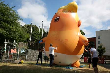  An inflatable model of Trump in a diaper will fly next to the British parliament (Isabel INFANTES (AFP)) 