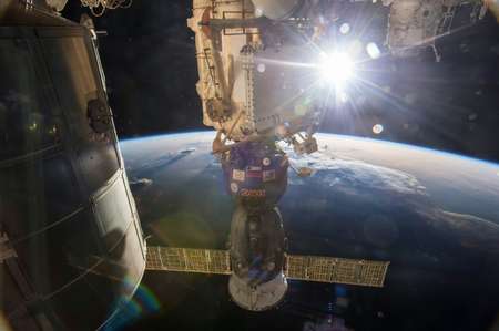 NASA/HO/AFP/File - File picture from NASA shows the Soyuz TMA-15M vehicle docked with the International Space Station ( NASA/HO/AFP/File ) File picture from NASA shows the Soyuz TMA-15M vehicle docked with the International Space Station ( NASA/HO/AFP/File )