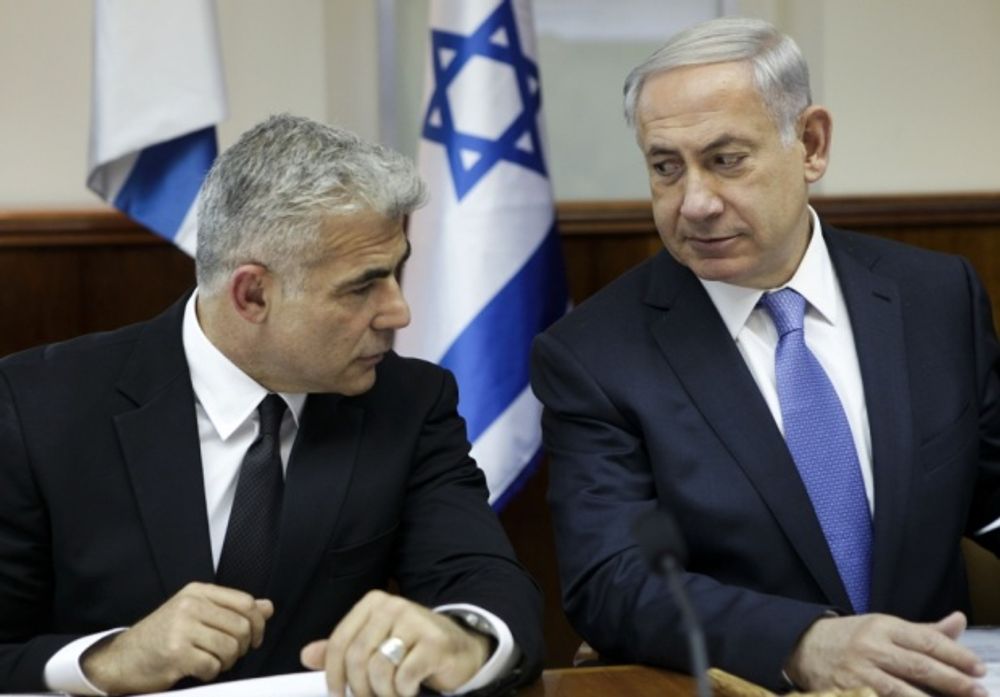 Israeli Prime Minister Benjamin Netanyahu with Finance Minister Yair Lapid