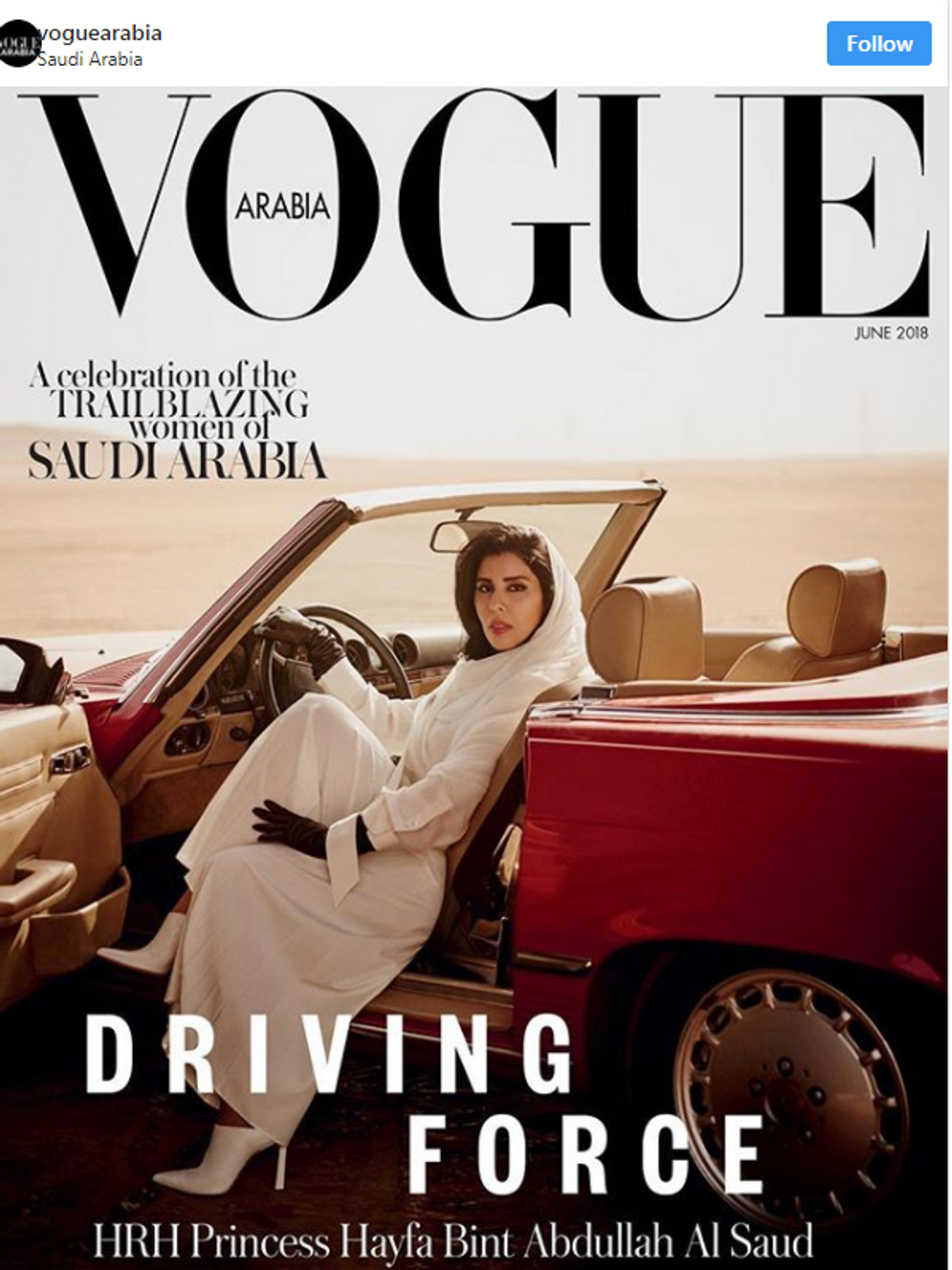 Vogue Arabia Features Saudi Princess As Salute To Women's Driving