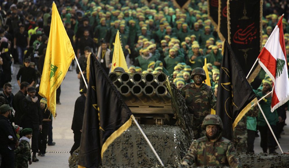 Hezbollah fighters during a rally