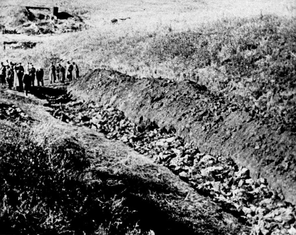 The Babi Yar ravine at the outskirts of Kiev, Ukraine where the advancing Red Army unearthed the bodies of 14,000 civilians killed by fleeing Nazis, 1944.