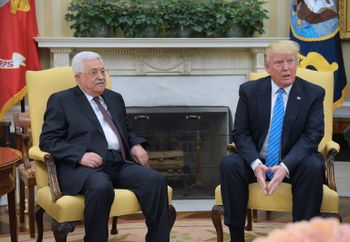 US President Donald Trump meets with Palestinian Authority President Mahmud Abbas in the Oval Office of the White House on May 3, 2017 in Washington, DC