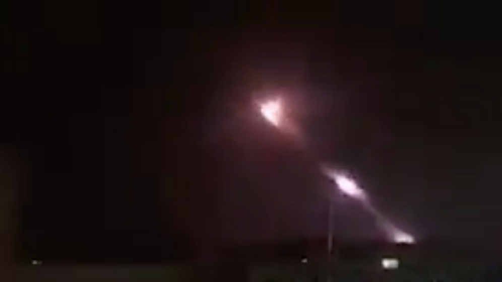 A screengrab from a video purporting to show a barrage of rockets being fired toward Israel from Syria on May 10 2018.