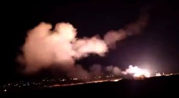 This frame grab from a video provided by the Syrian official news agency SANA shows missiles flying into the sky near Damascus, Syria, Tuesday, Dec. 25, 2018.