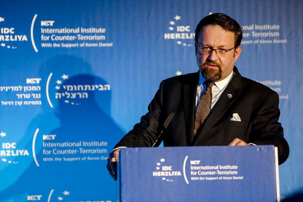 IDC Herzliya Former White House aide Sebastian Gorka speaks at the World Counter Terrorism Summit at the Interdisciplinary Center in Herzliya, Israel on September 11, 2017