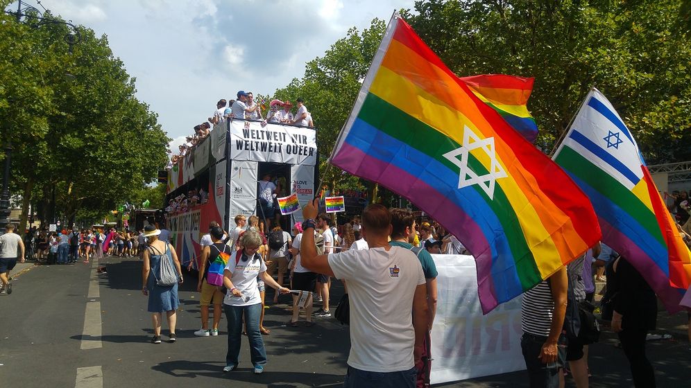 Israeli rainbow flags seen at Berlin Pride Parade