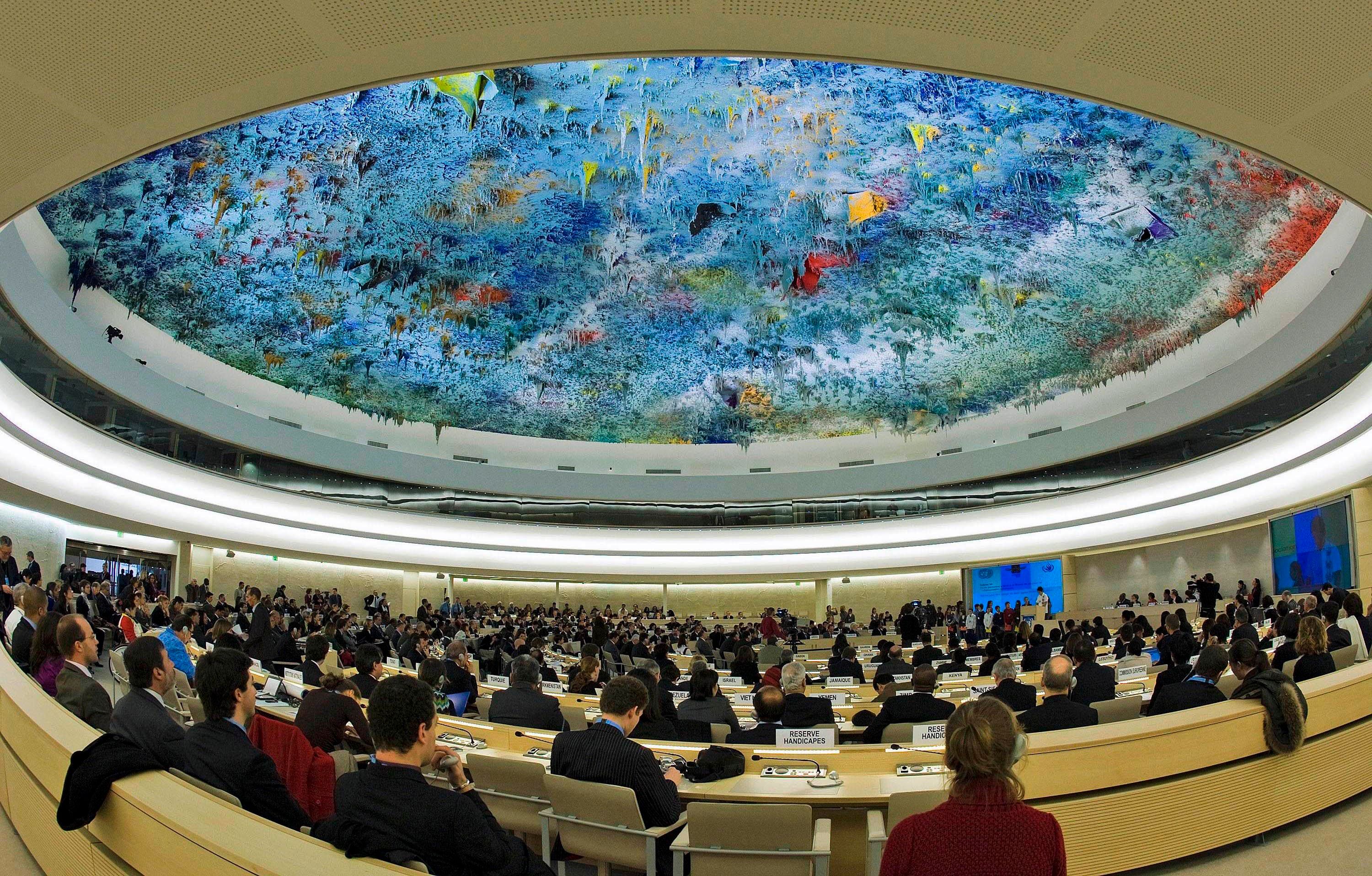 Сколько лет оон. Здание ООН по правам человека Женева. Картина в ООН. СПЧ ООН. Конгресс ООН.