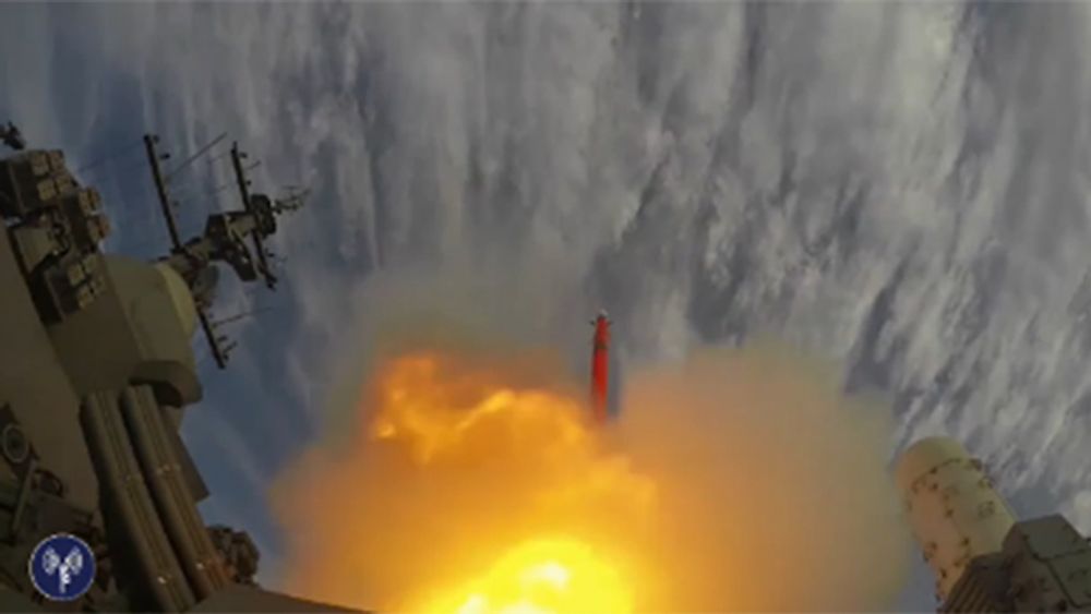 Missile Barak 8 tiré depuis un navire israélien le 26 novembre 2015