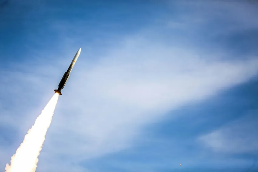 A handout picture made available by the Iranian Army office reportedly shows a Sayad missile fired during an air defence drill at an undisclosed location in Iran on November 5, 2018. Iran insists its missile program is for defensive purposes