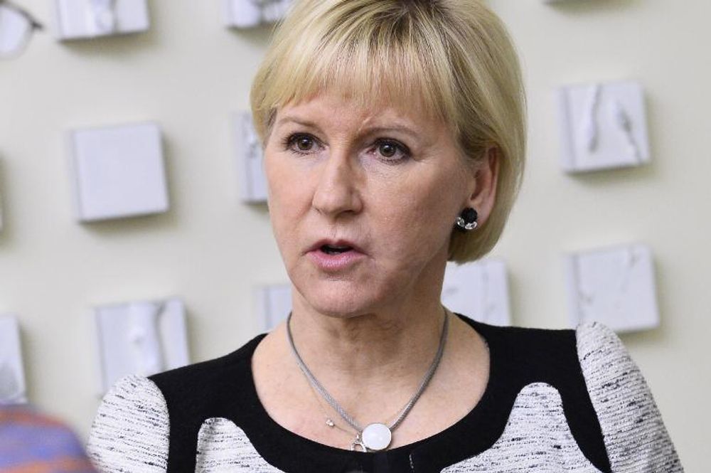 Sweden's Foreign Minister Margot Wallstrom talks to journalists in Stockholm, Sweden on March 19, 2015