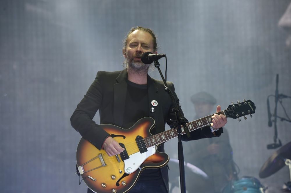 Thom Yorke, le leader de Radiohead, en concert à Glasgow, le 7 juillet 2017