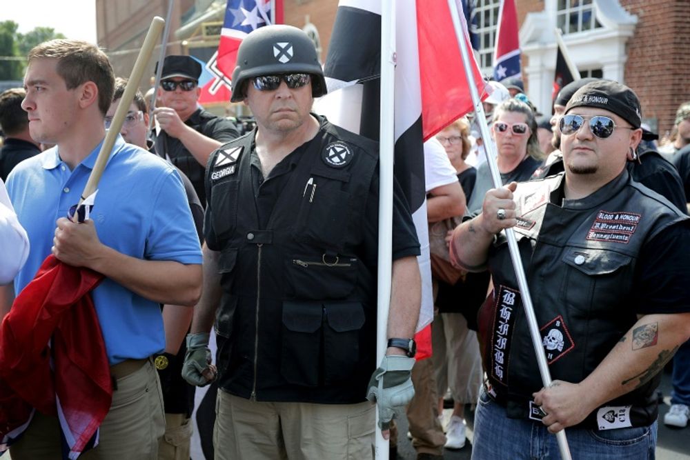White nationalists, neo-Nazis and members of the "alt-right" march in Charlottesville, Virginia in August 2017