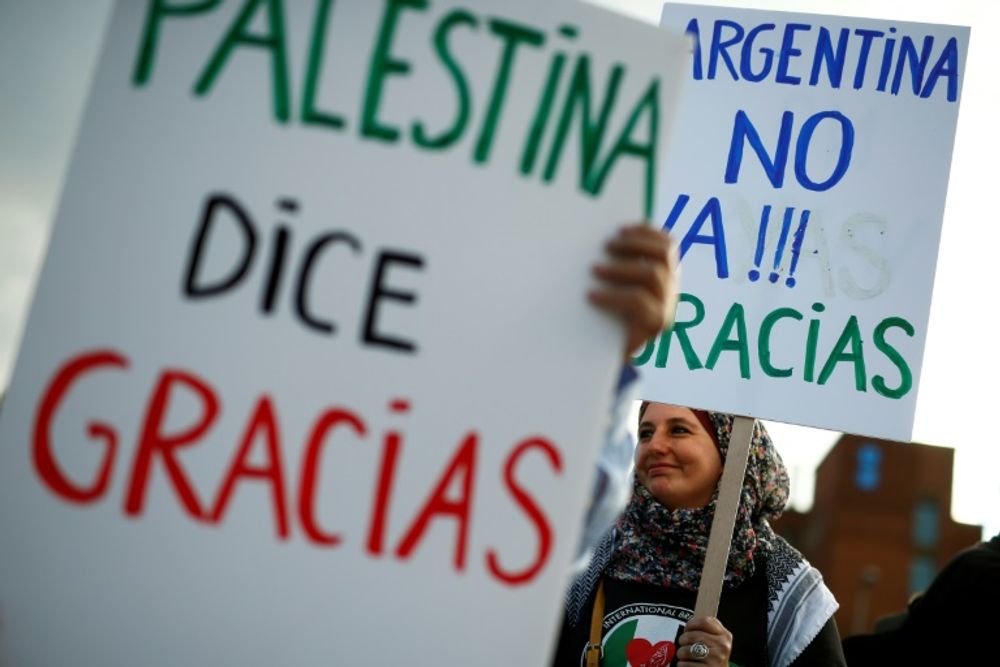 Pro-Palestine activists celebrated the cancellation of the friendly football match between Israel and Argentina in Jerusalem ahead of the World Cup 2018 in Russia