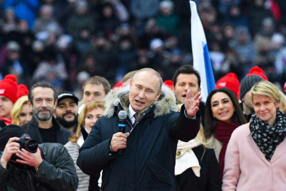 Le président russe Vladimir Poutine à un rassemblement électoral à Moscou le 3 mars 2018.