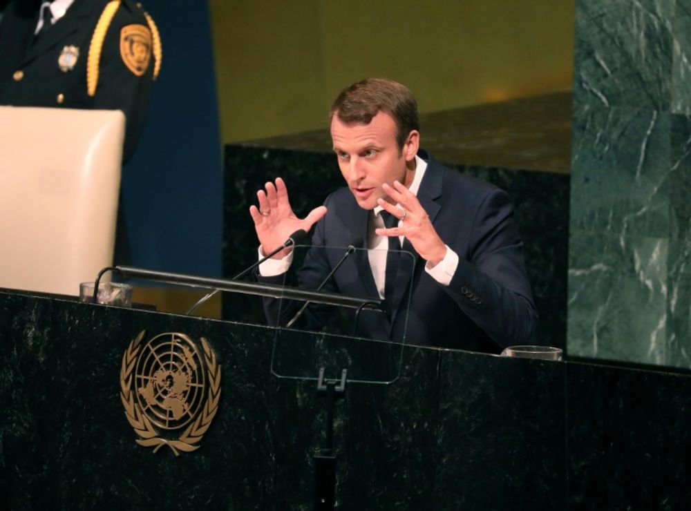 A file phot of French President Emmanuel Macron addressing the UN General Assembly 