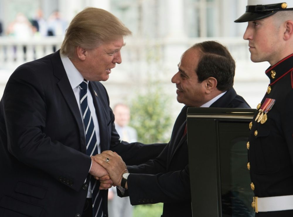US President Donald Trump (L) greets his Egyptian counterpart Abdel Fattah al-Sisi at the White House